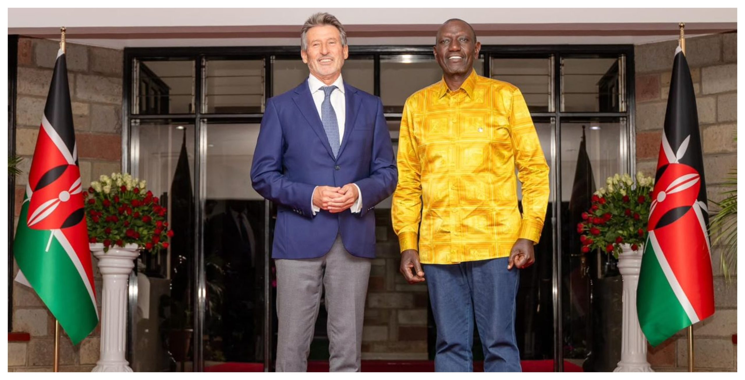 World Athletics President Sebastian Coe (left) with Kenyan President William Ruto (right)