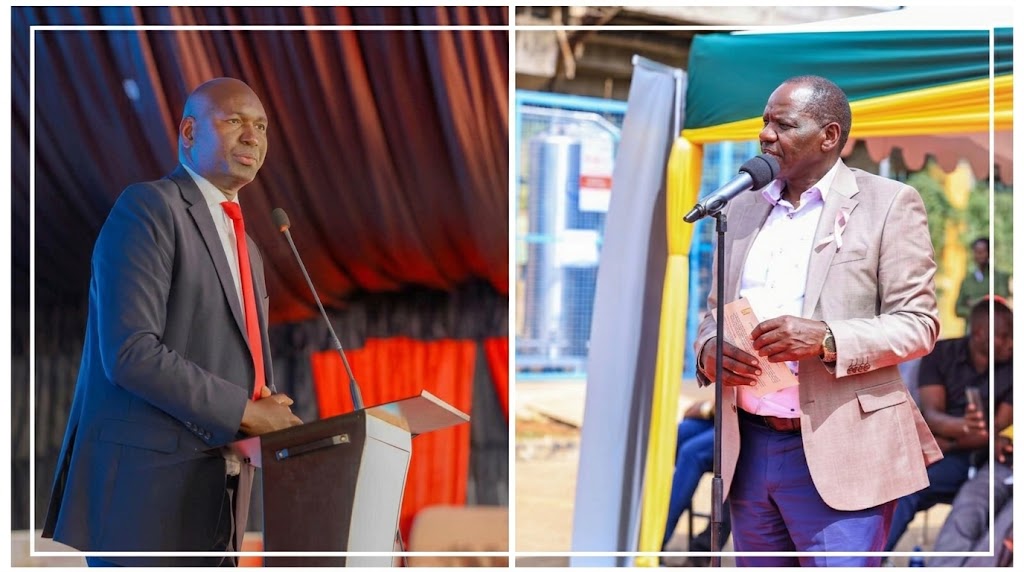Collage of Tourism PS Prof Julius Bitok (left) and Uasin Gishu Govenror Dr Jonathan Bii Chelilim.