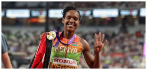 Three-time Olympic champion in the 1500 metres Faith Kipyegon.
