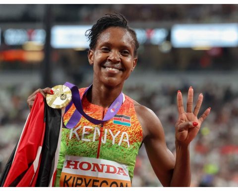 Three-time Olympic champion in the 1500 metres Faith Kipyegon.