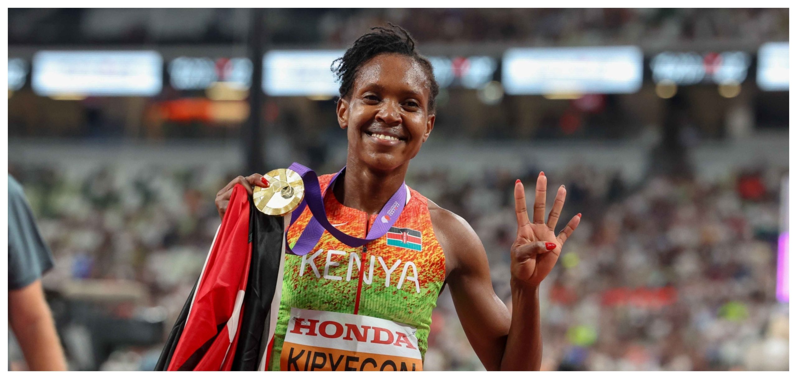 Three-time Olympic champion in the 1500 metres Faith Kipyegon.