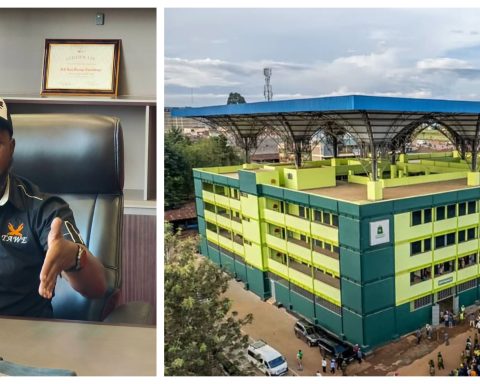 Collage of Trans Nzoia governor George Natembeya (left) and the Masinde Muliro Market in Kitale (left). Fresh controversy as county orders traders out of Masinde Muliro Market