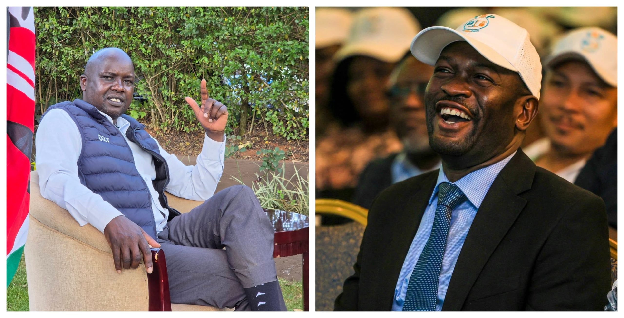 Collage of political communications expert Dr. Philip Zeal Chebunet (left) and Nairobi Senator Edwin Sifuna.