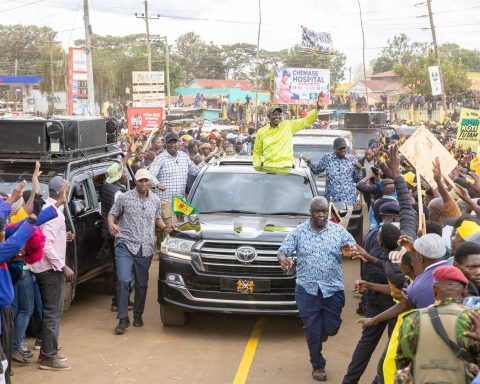 President Ruto during a development tour in Uasin Gishu