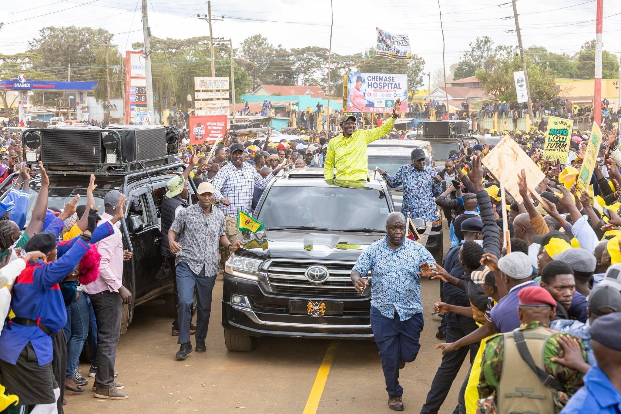 President Ruto during a development tour in Uasin Gishu